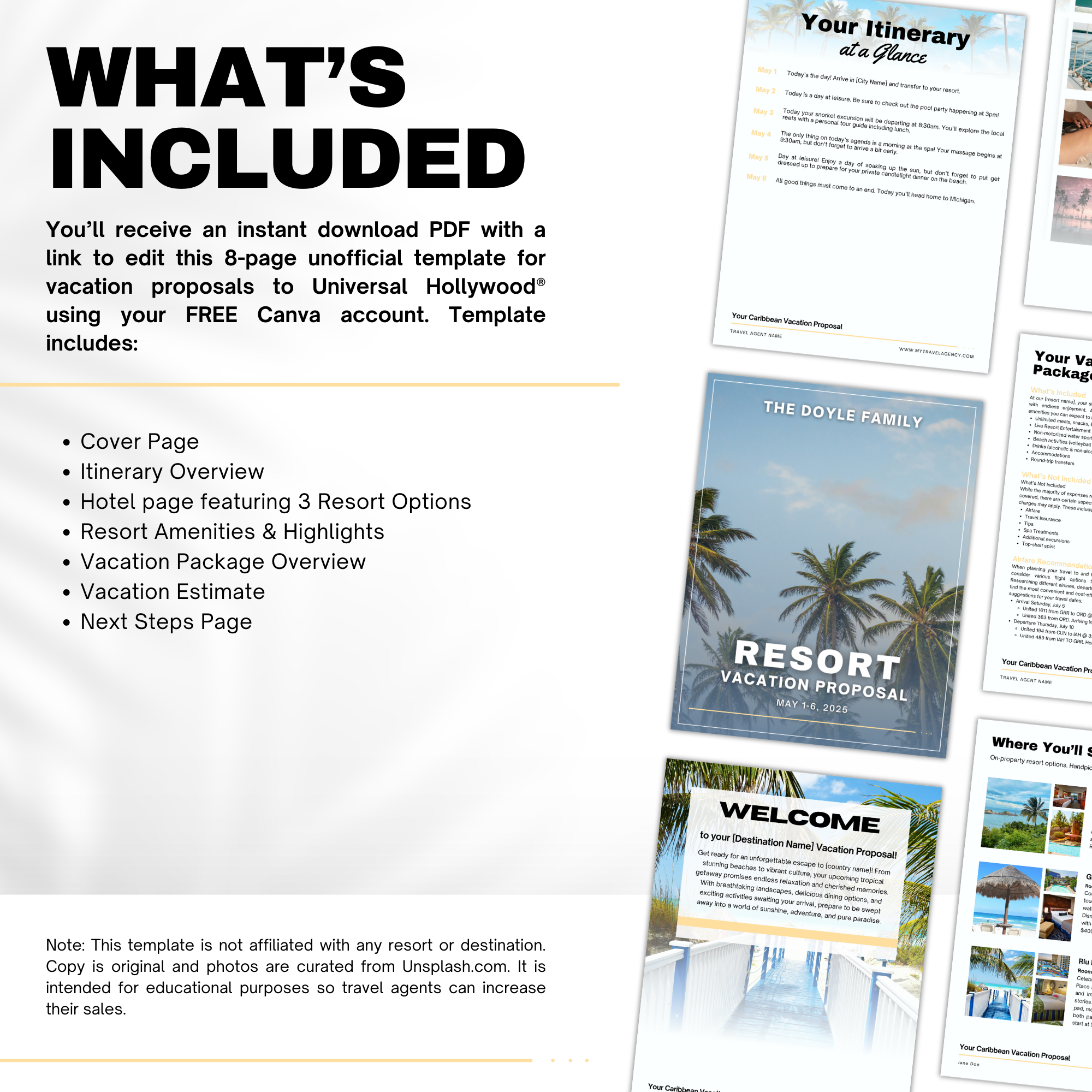 Modern Travel Agent Resort Proposal Template in Canva