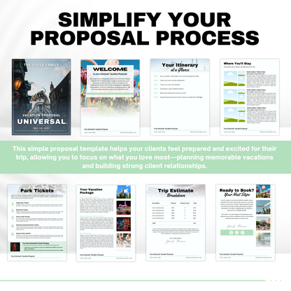 Universal Travel Agent Proposal Template - Simple 8-Page Guide