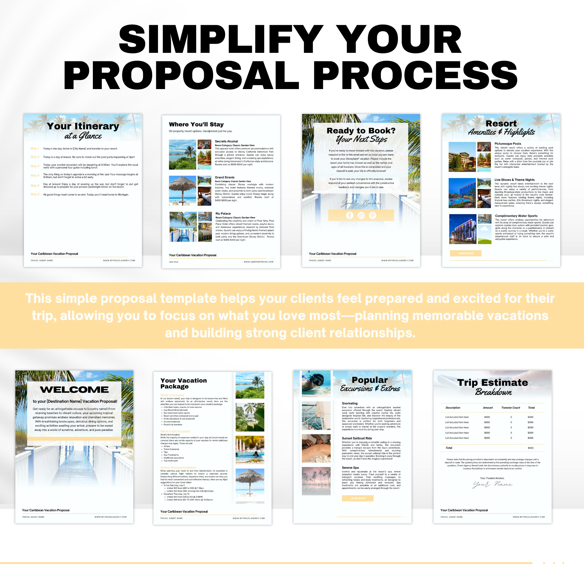 Modern Travel Agent Resort Proposal Template in Canva