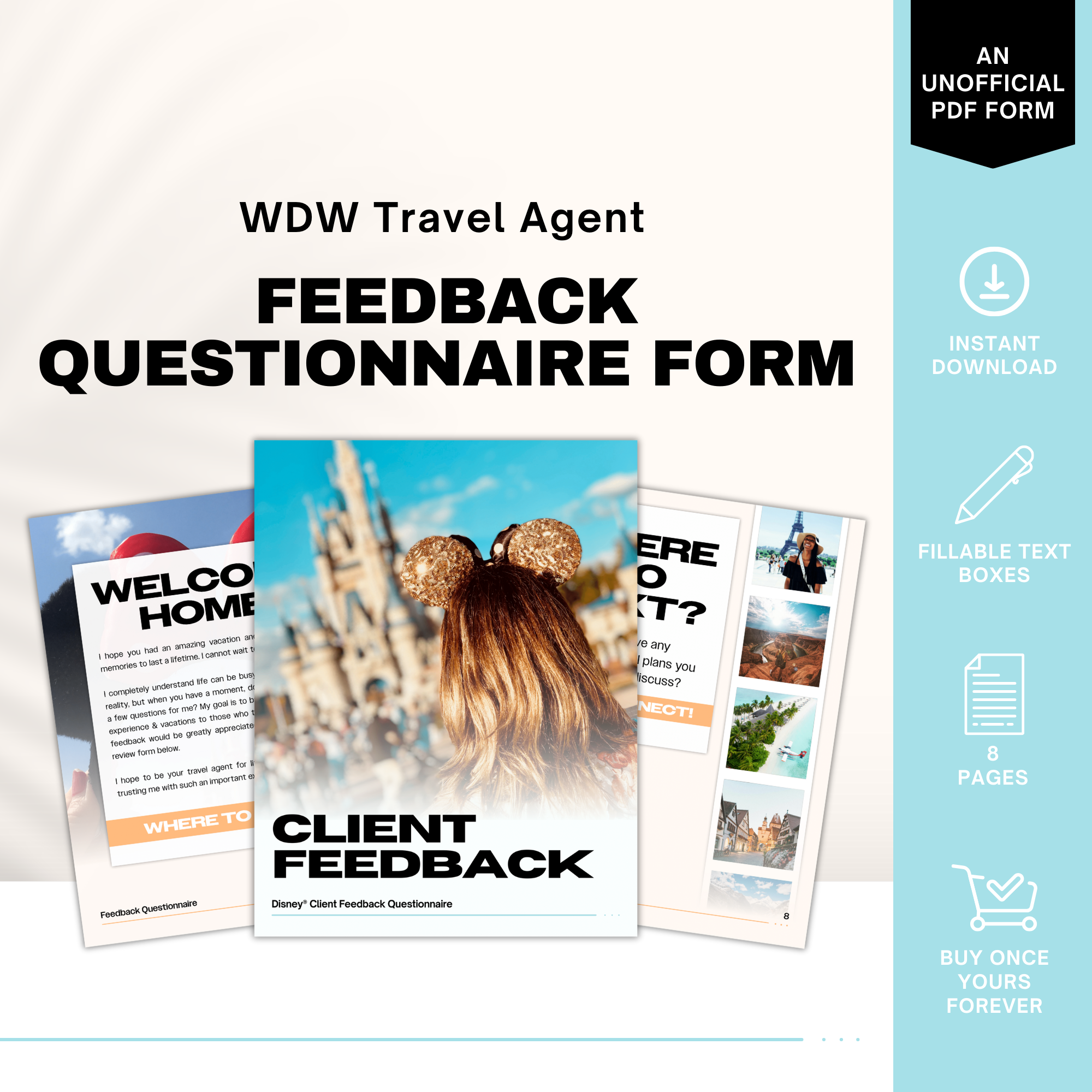 Disney World Vacation Client Feedback Form - Travel Agents