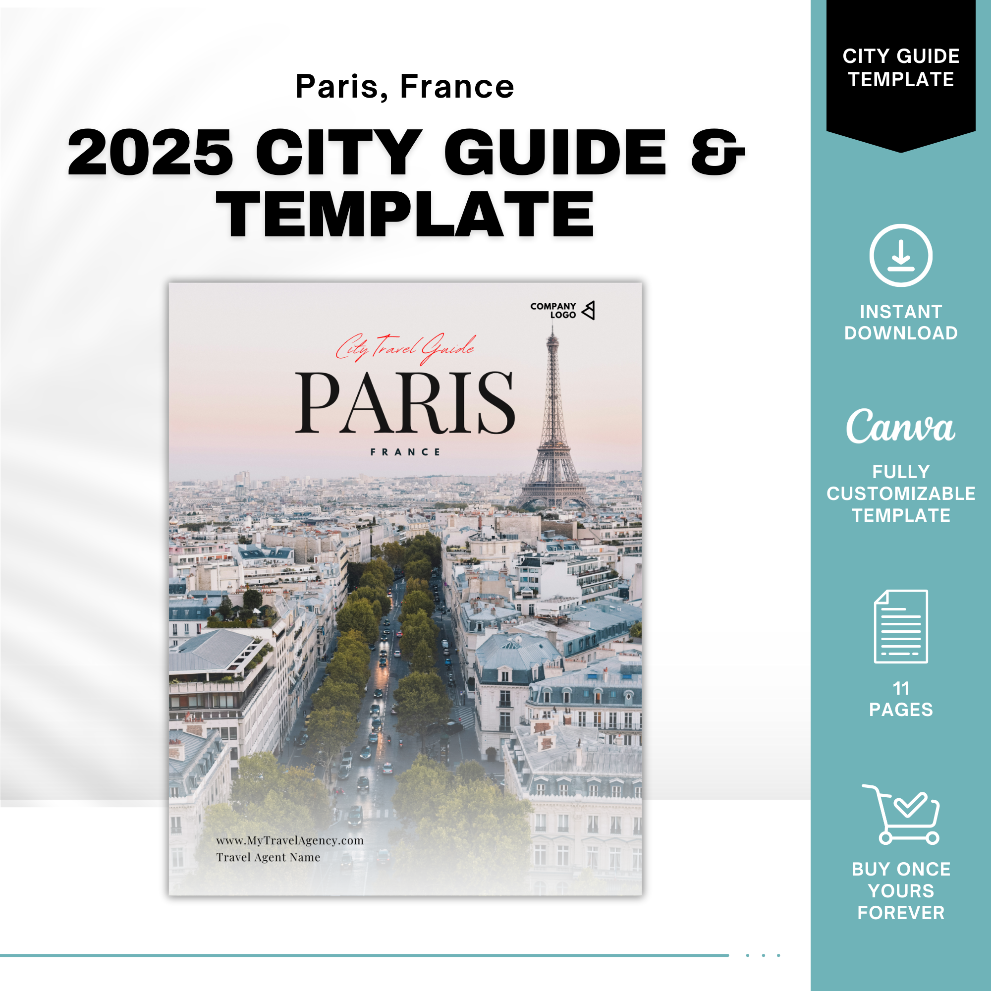 Paris Travel Agent City Guide Template | Canva Template