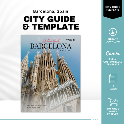 Barcelona Travel Agent City Guide Template | Canva Template