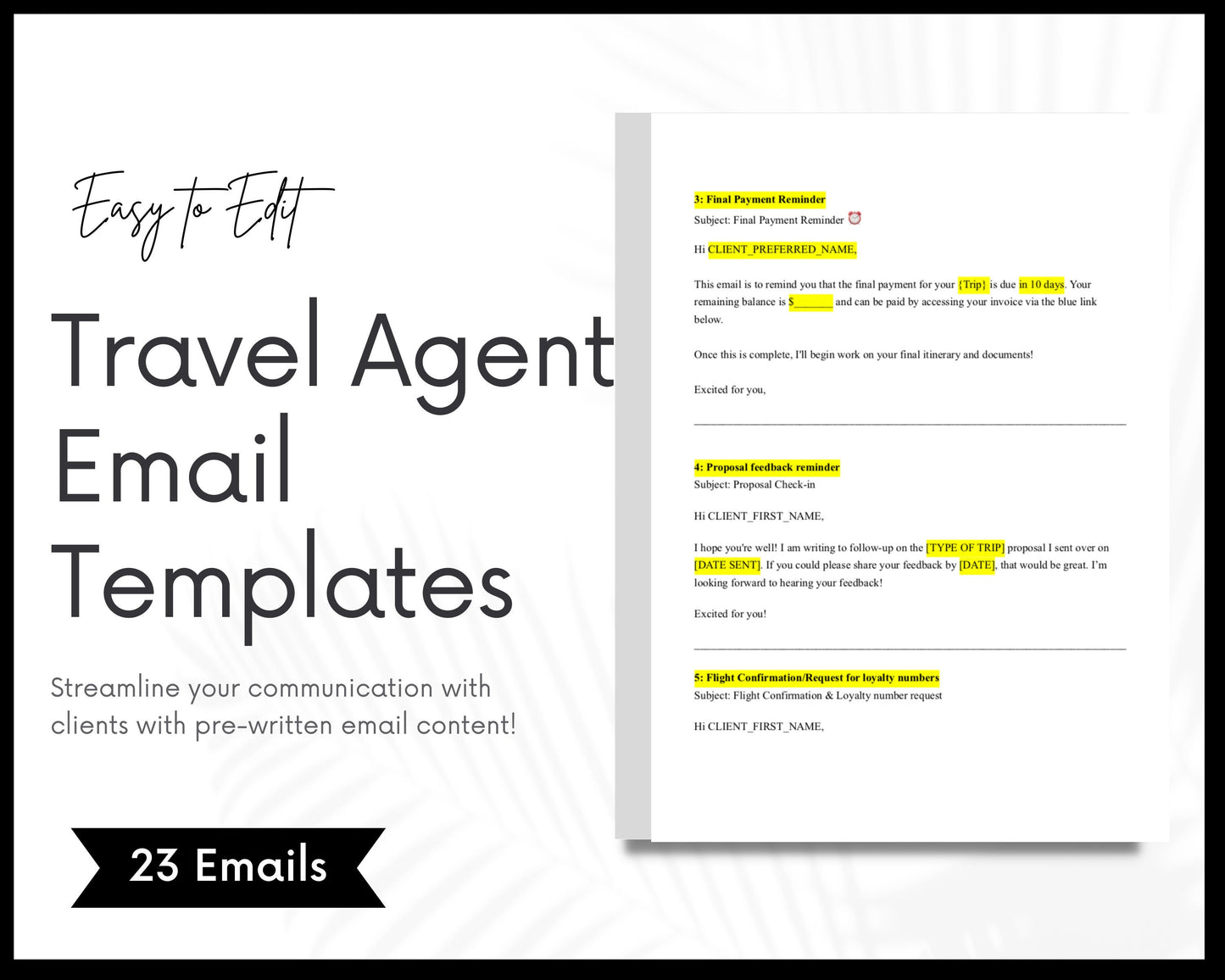 Travel Agent Email Templates, Travel Agent Printable