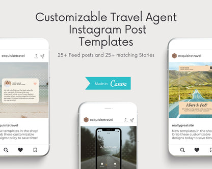 Travel Agent Social Media Posts, Travel Agent Stories, Travel Agent Template