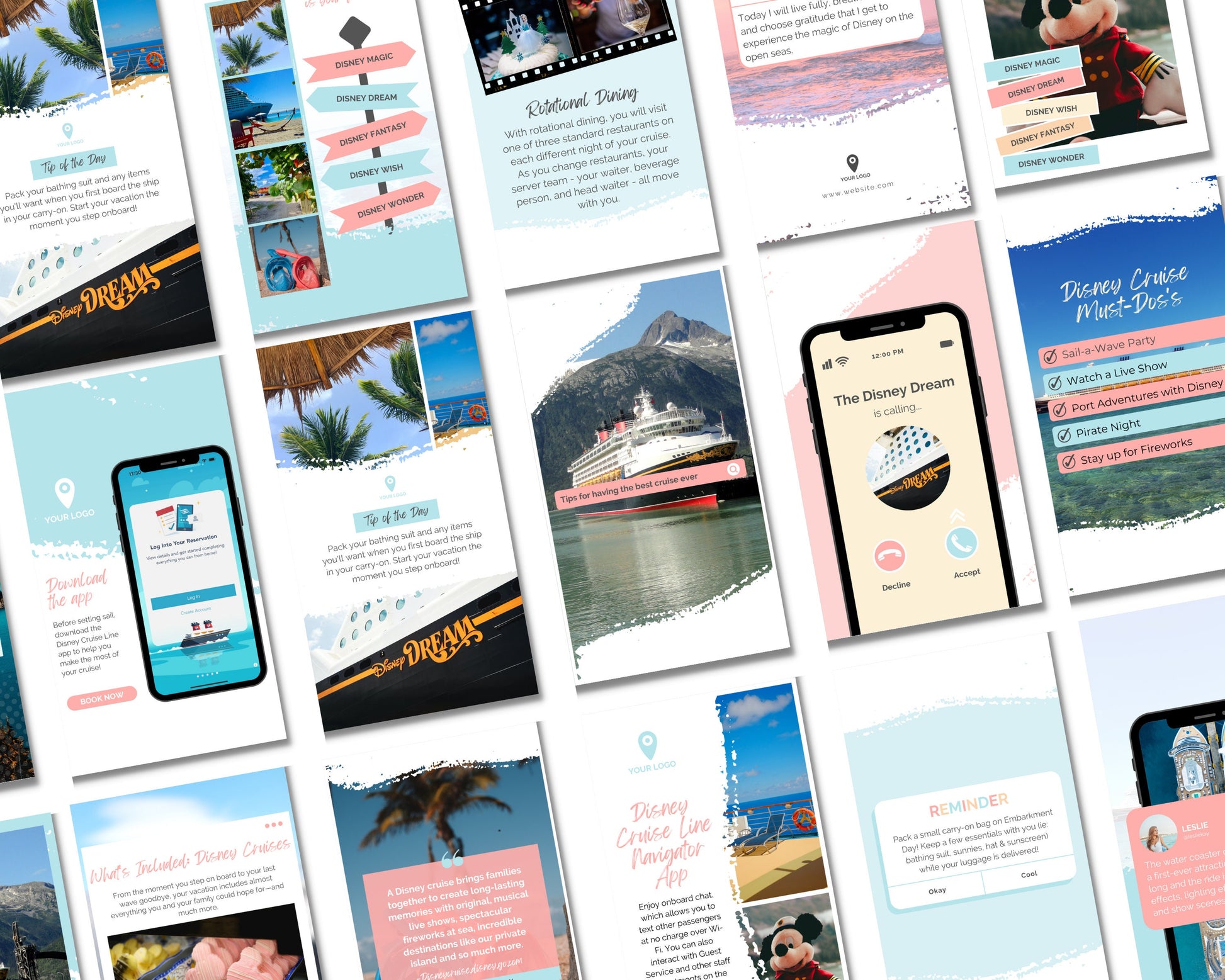 Cruise Social Media Posts, DCL Travel Agent Instagram Stories, Travel Agent Template