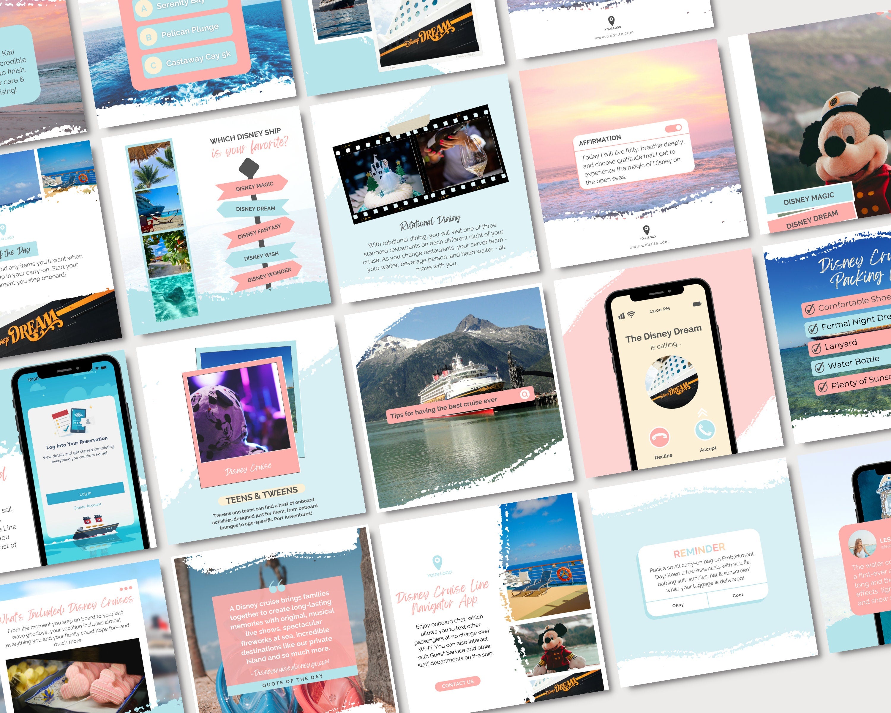 Cruise Social Media Posts, DCL Travel Agent Instagram Stories, Travel Agent Template