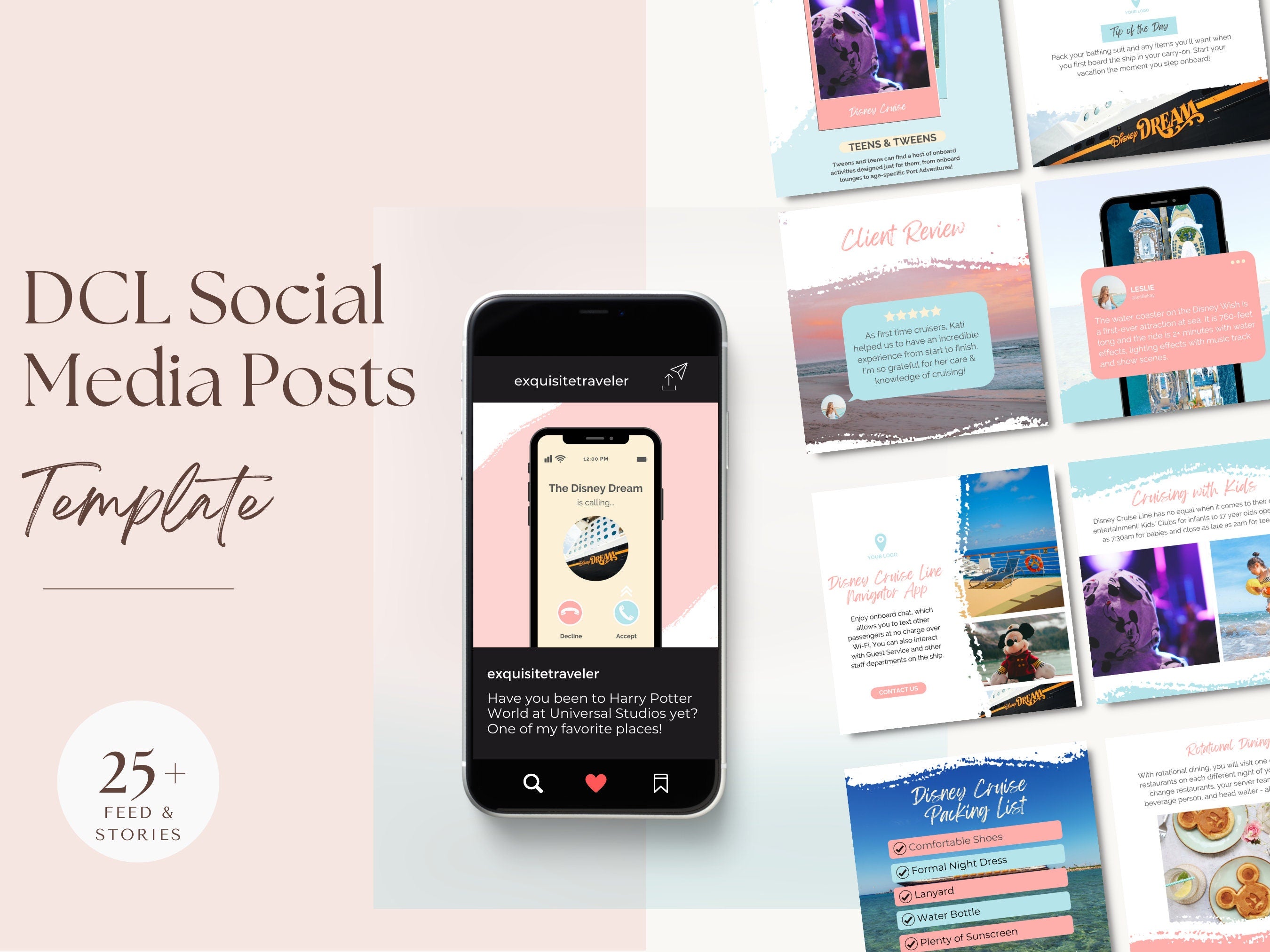 Cruise Social Media Posts, DCL Travel Agent Instagram Stories, Travel Agent Template