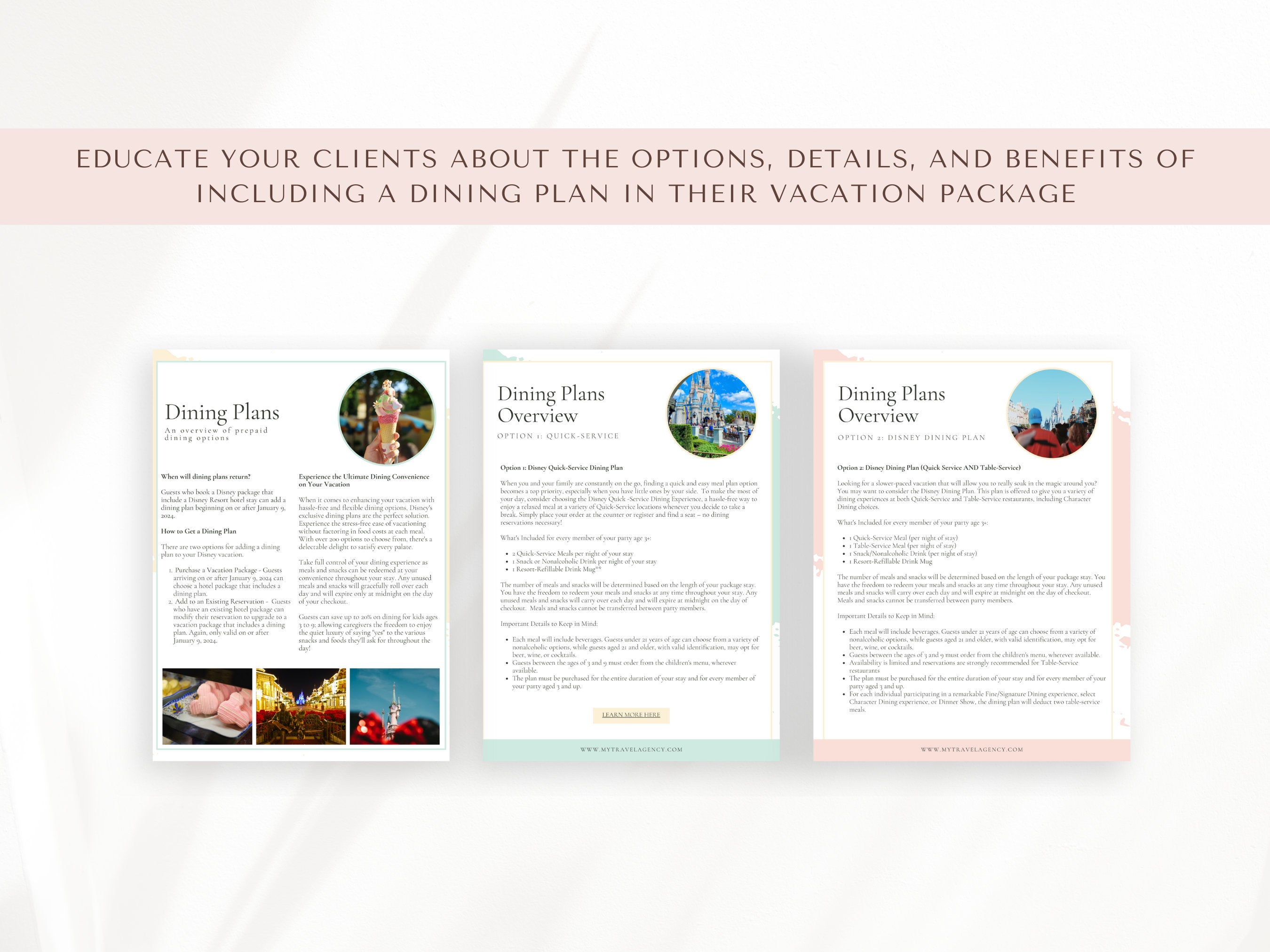 WDW Dining Plans 2024 Overview Template, Travel Agent Template