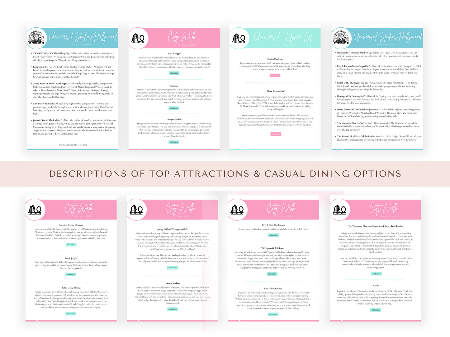 Universal HOLLYWOOD Park Guides for Clients 2023, Travel Agent Template