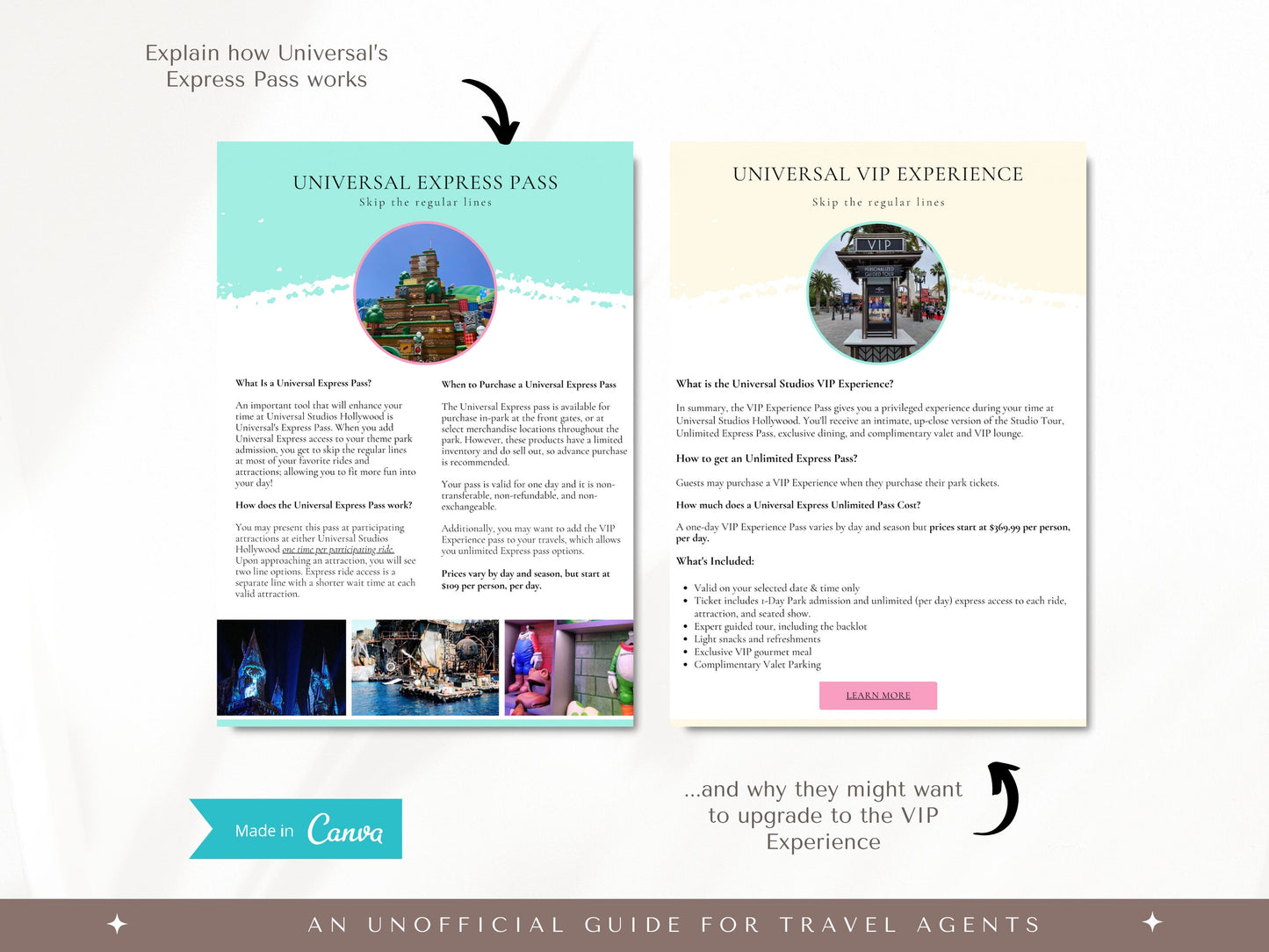 Universal HOLLYWOOD Park Guides for Clients 2023, Travel Agent Template