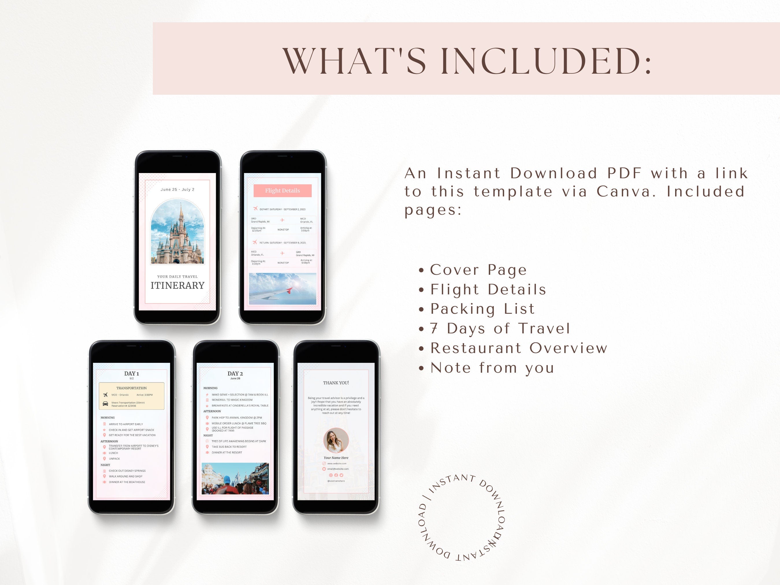 Modern Travel Agent Itinerary Template | Canva Digital Design