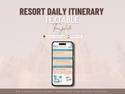 Daily Vacation Travel Itinerary, Textable Daily Itinerary, Travel Agent Template