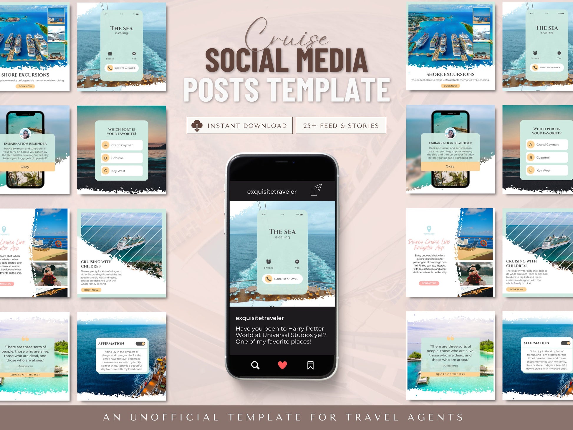 Cruise Travel Agent Social Media Posts, Travel Agent Stories, Travel Agent Template