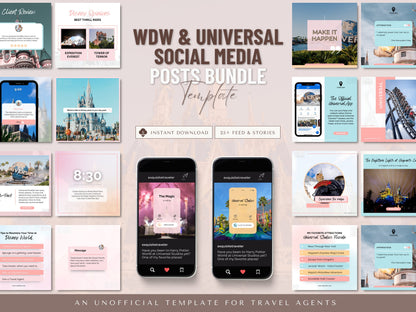 Travel Agent Instagram Posts, New WDW and Universal BUNDLE, Travel Agent social media