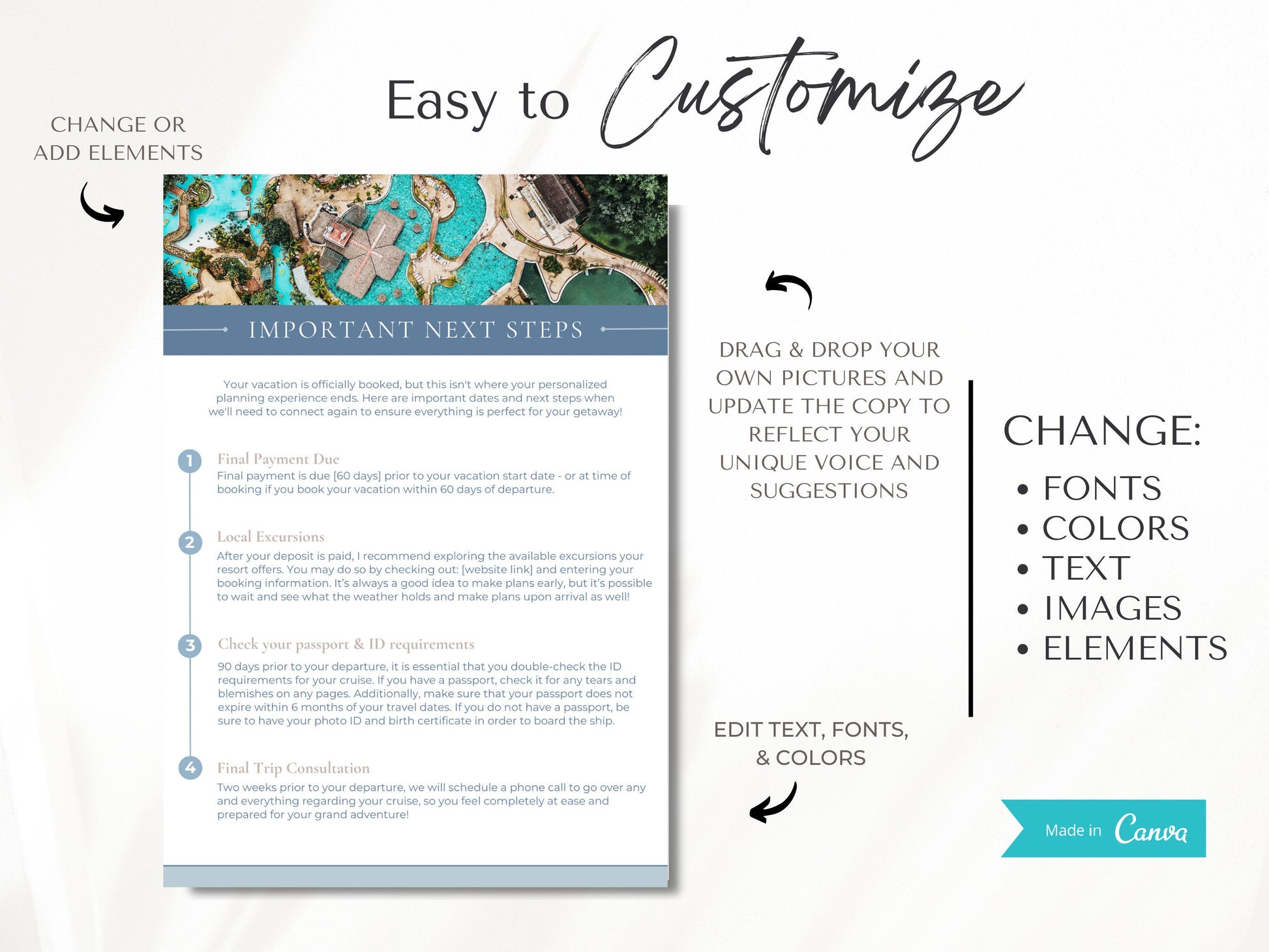 Mexico Resort Handbook Template, Travel Agent Template, Resort Guide