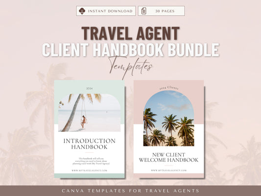 Travel Agent Client Welcome Handbooks BUNDLE, Pastel Aesthetic, Travel Agent Templates