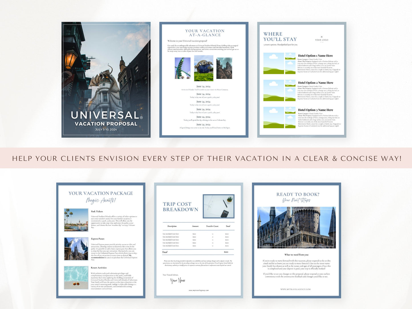 Simple Universal Travel Agent Proposal Template, Travel Agent Itinerary Template