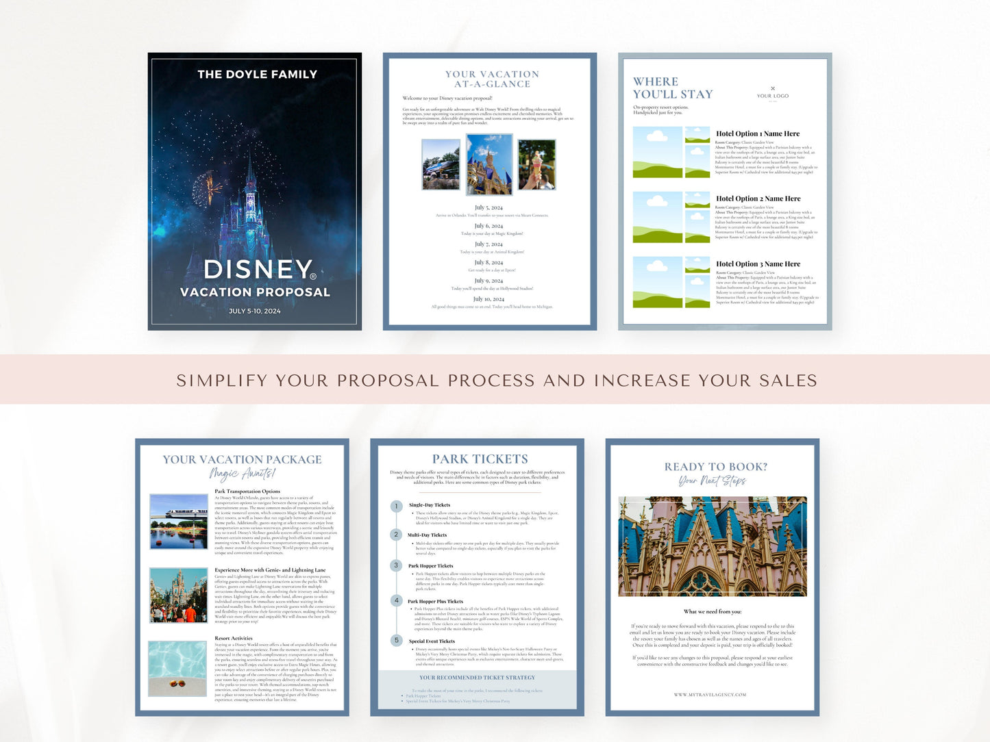 Simple Proposal Template Bundle, Theme Park Vacation Proposal