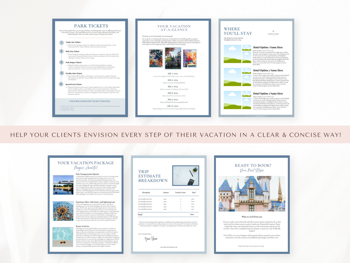 Simple DL California Travel Agent Proposal Template, Travel Agent Itinerary Template