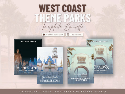 West Coast Theme Parks Template Bundle, Unofficial Theme Park Guides, Travel Agent Templates, Travel Agent Marketing