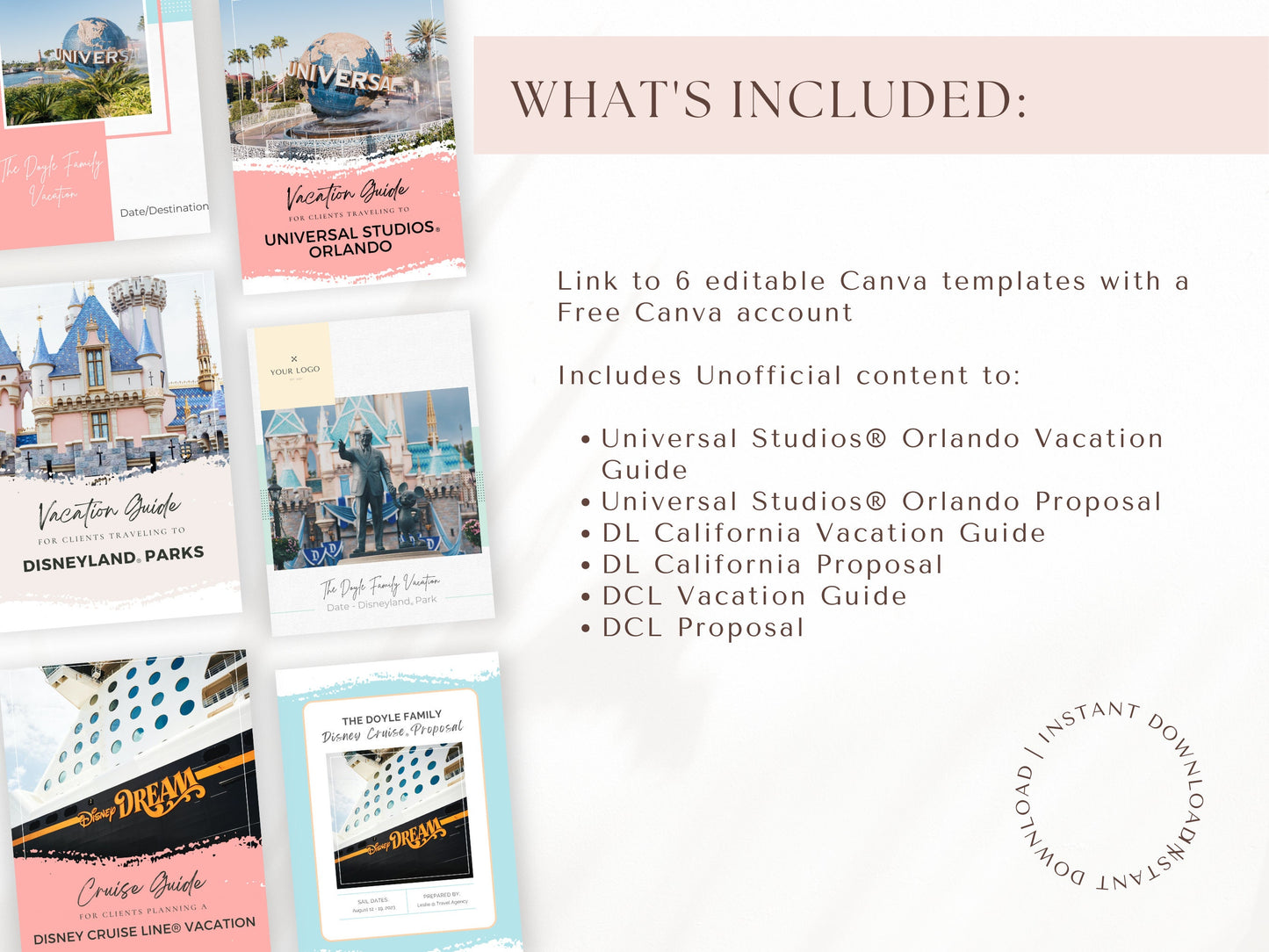 Theme Park Travel Agent Template Multi-Park Bundle, Unofficial Travel Agent Templates, Travel Agent Marketing