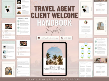 Travel Agent New Client Welcome Handbook, Travel Agent Template Canva