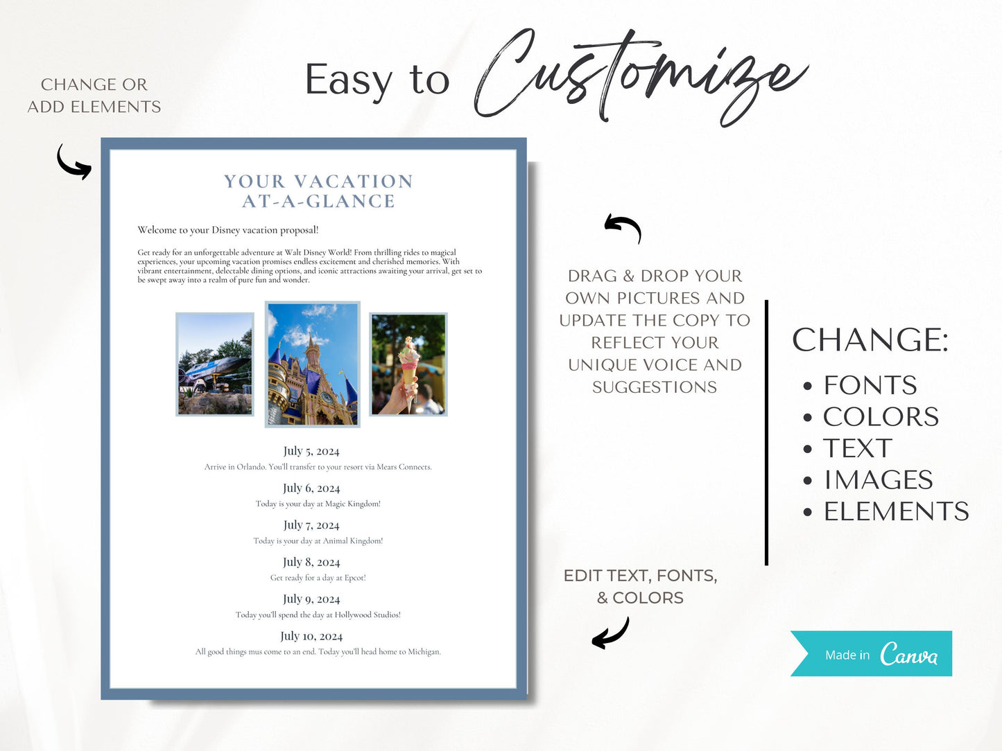 Simple Proposal Template Bundle, Theme Park Vacation Proposal