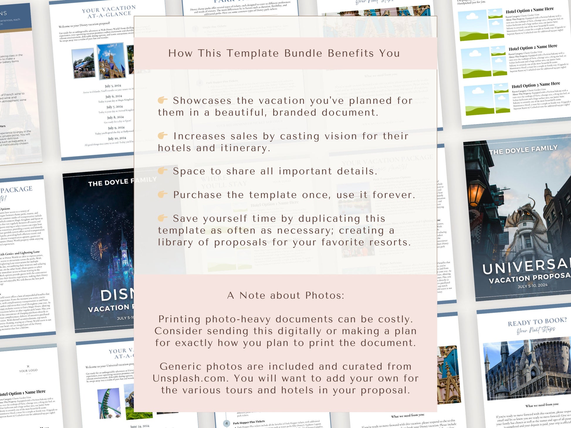 Simple Proposal Template Bundle, Theme Park Vacation Proposal