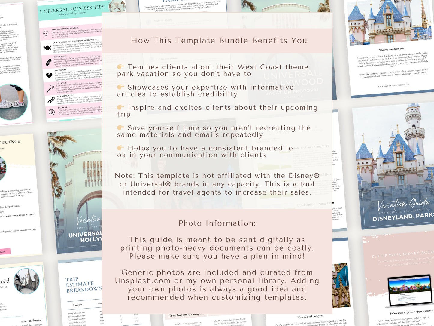 West Coast Theme Parks Template Bundle, Unofficial Theme Park Guides, Travel Agent Templates, Travel Agent Marketing