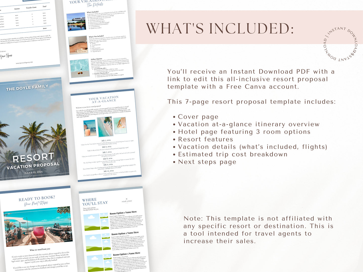 Simple All-Inclusive Resort Proposal Template, Travel Agent Proposal Template