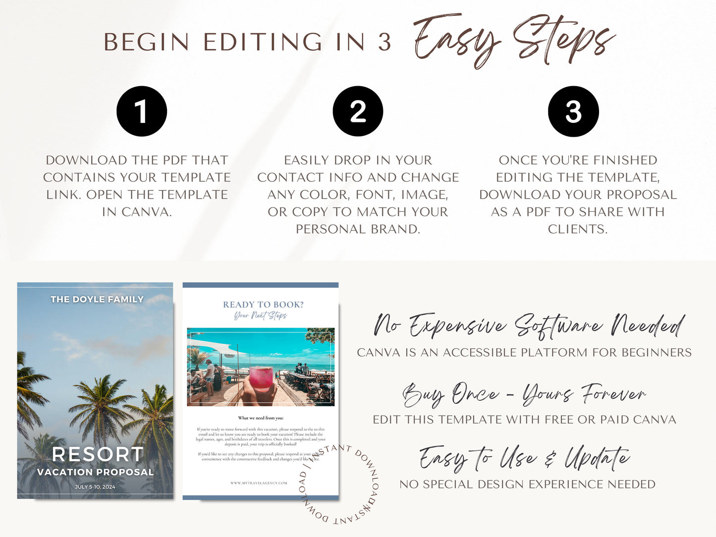 Simple All-Inclusive Resort Proposal Template, Travel Agent Proposal Template