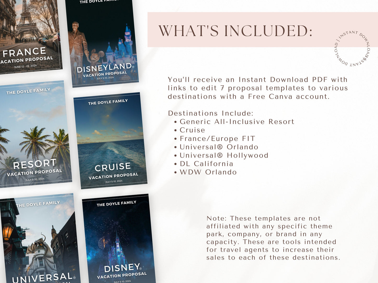 Vacation Proposal Template BUNDLE, Travel Agent Templates, Travel Agent Proposals