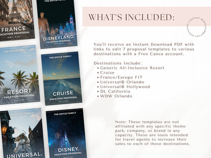 Vacation Proposal Template BUNDLE, Travel Agent Templates, Travel Agent Proposals