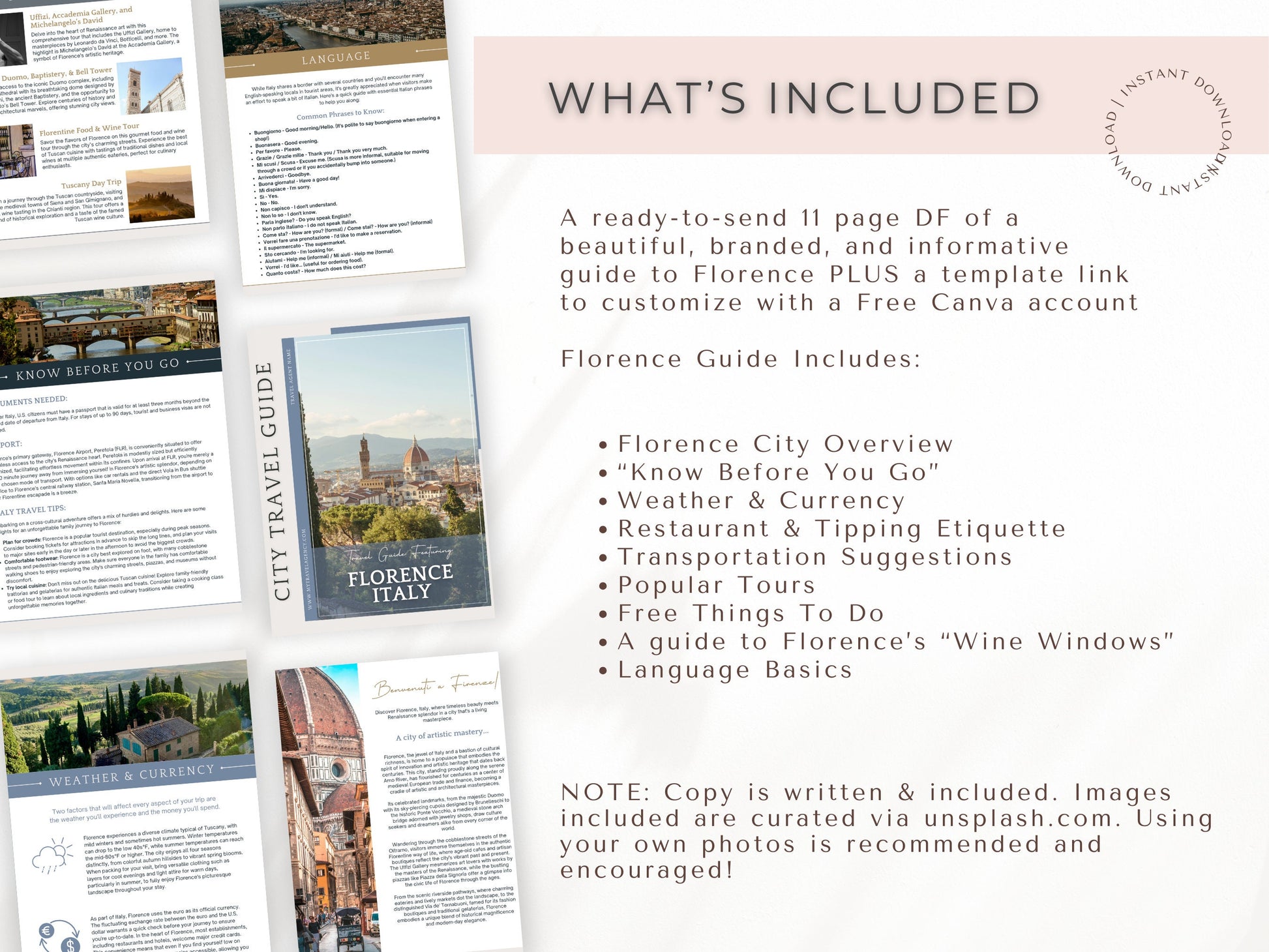 Florence Italy City Guide, Travel Agent Template, Italy Travel Guide