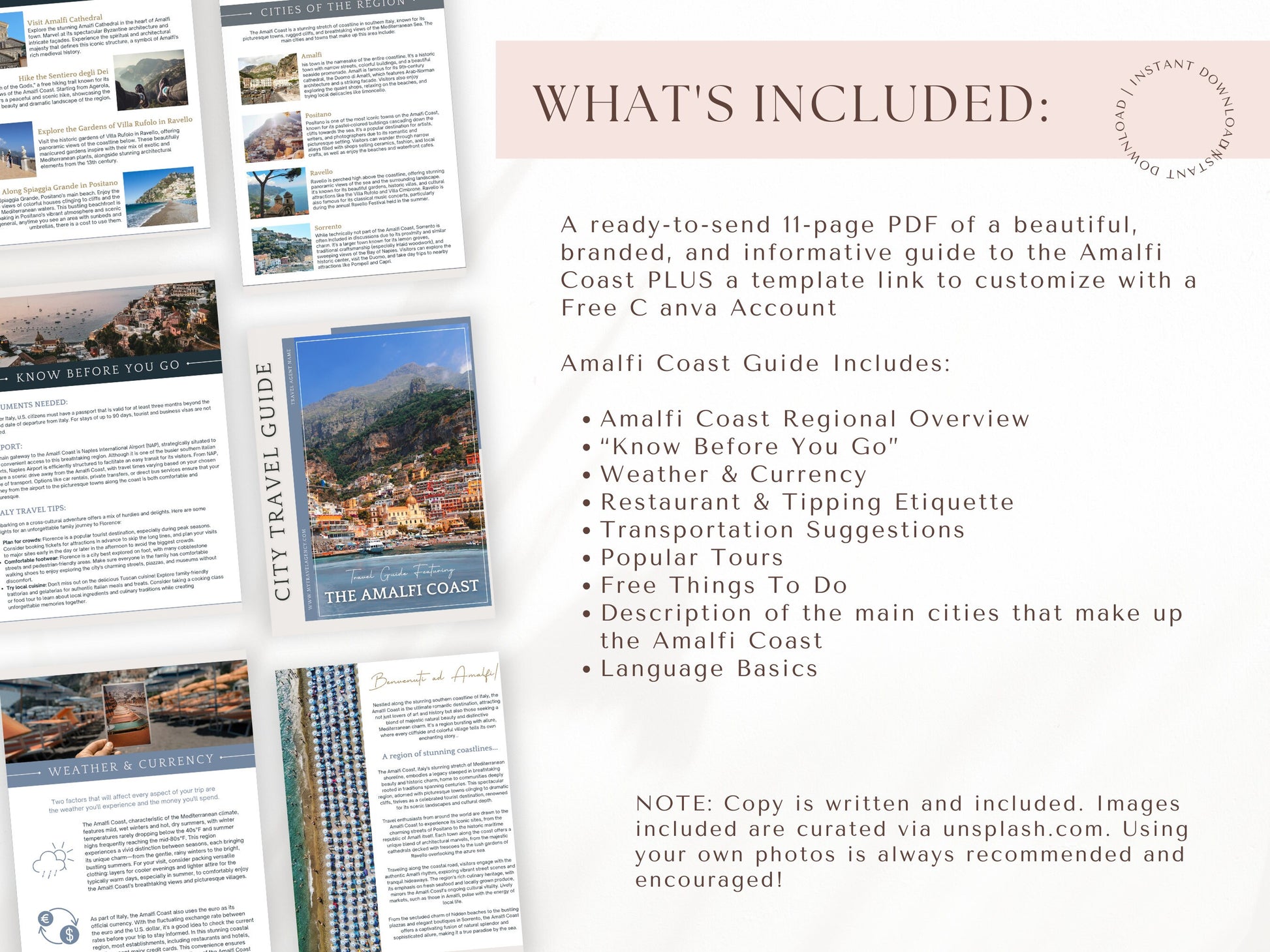 Amalfi Coast Travel Guide, Travel Agent Template, Italy Travel Guide