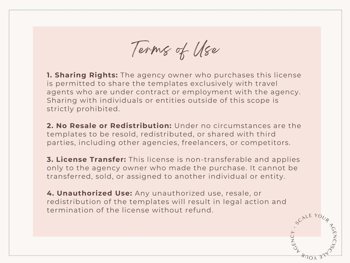 Agency License for Travel Agent Templates: 10-25 Agent Team