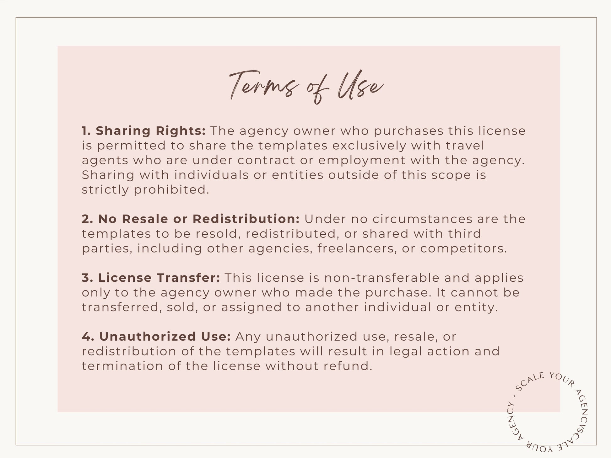 Agency License for Travel Agent Templates: 10-25 Agent Team