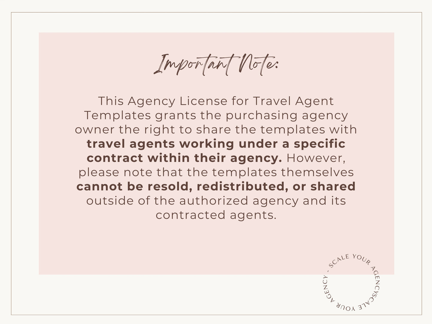 Agency License for Travel Agent Templates: 10-25 Agent Team