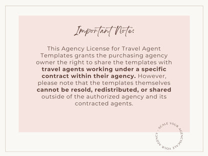 Agency License for Travel Agent Templates: 10-25 Agent Team