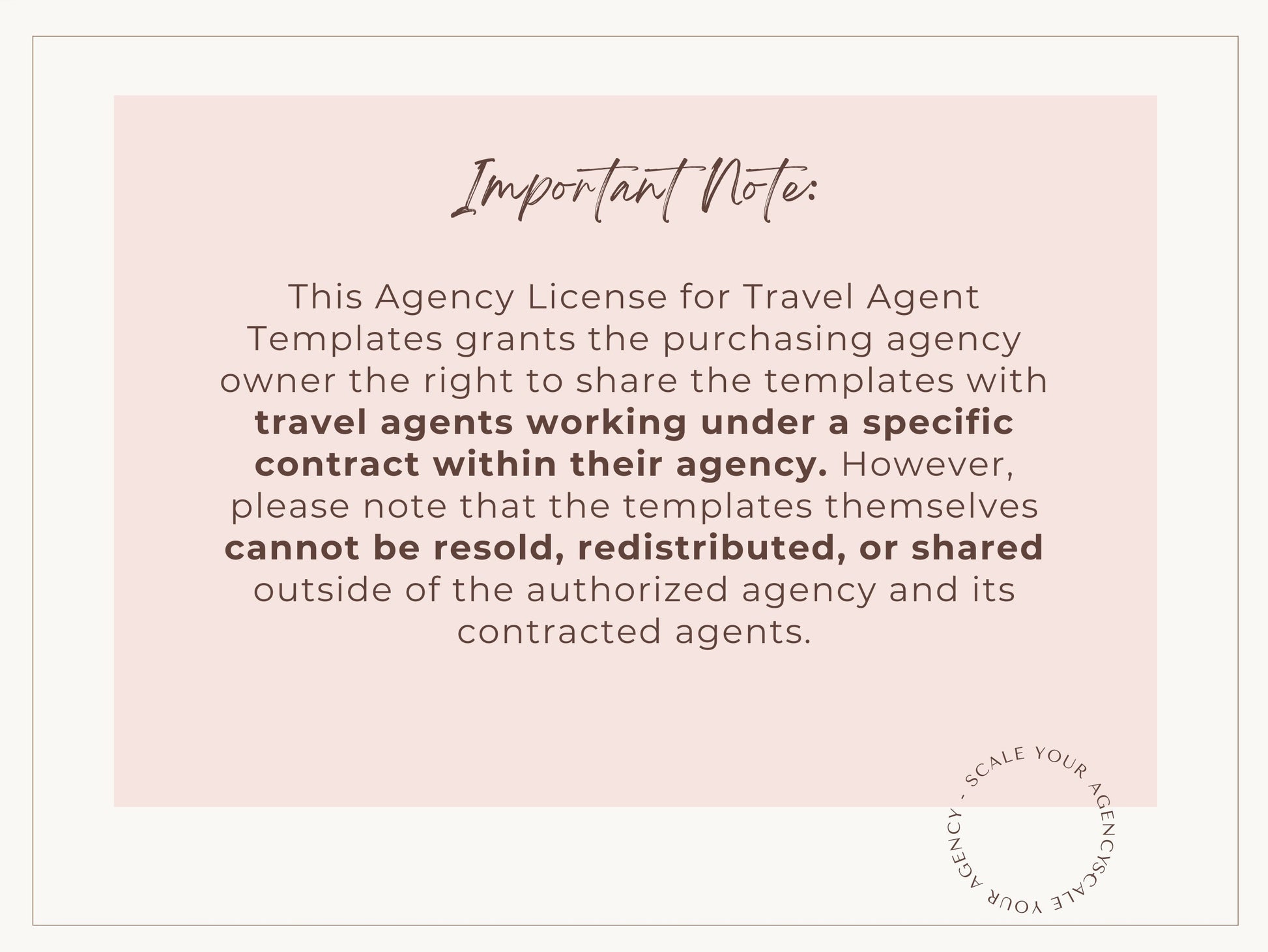 Agency License for Travel Agent Templates: 1-10 Agent Team