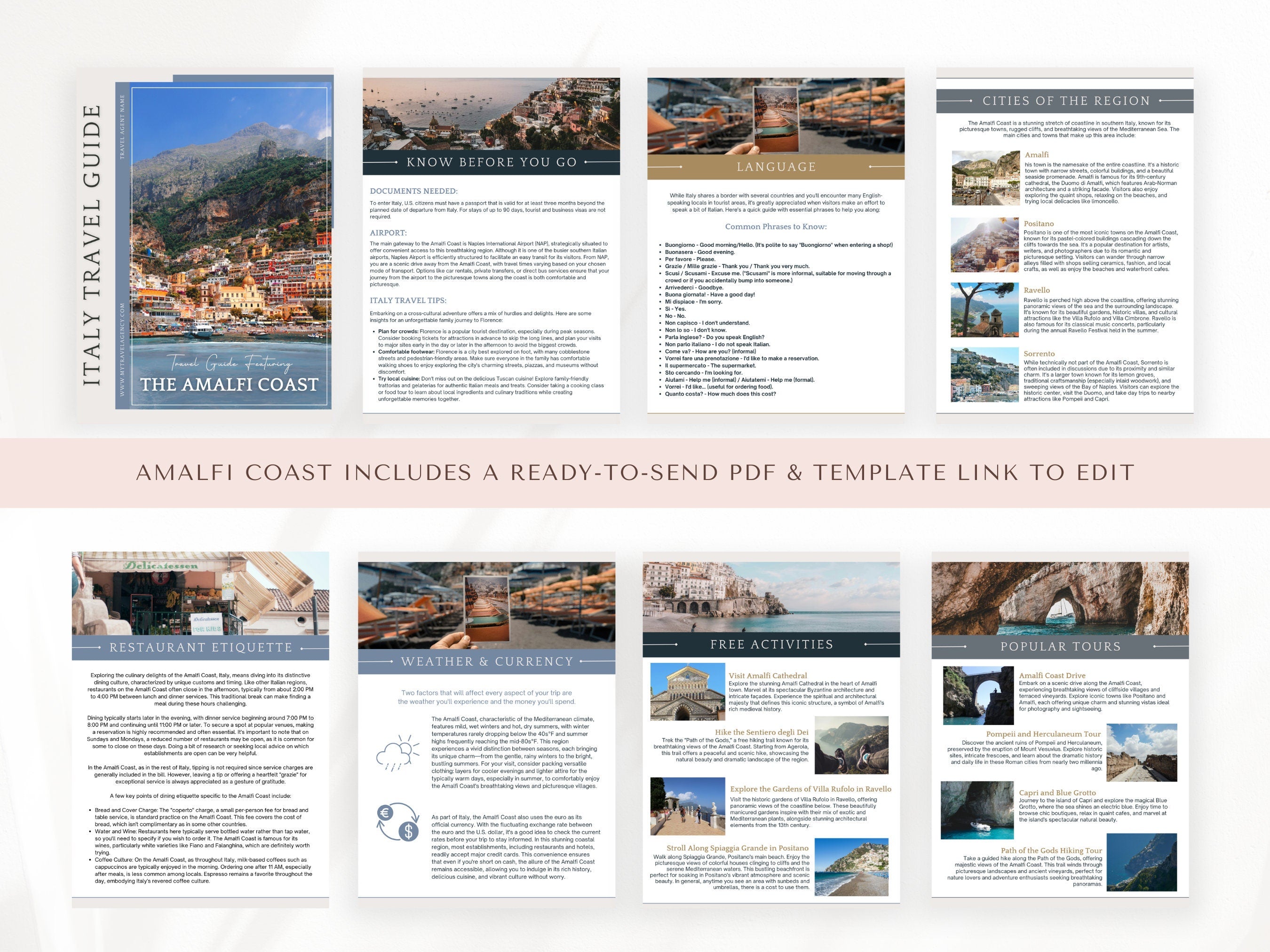 Italy City Guide Bundle, Travel Agent Template, Italy Travel Guides