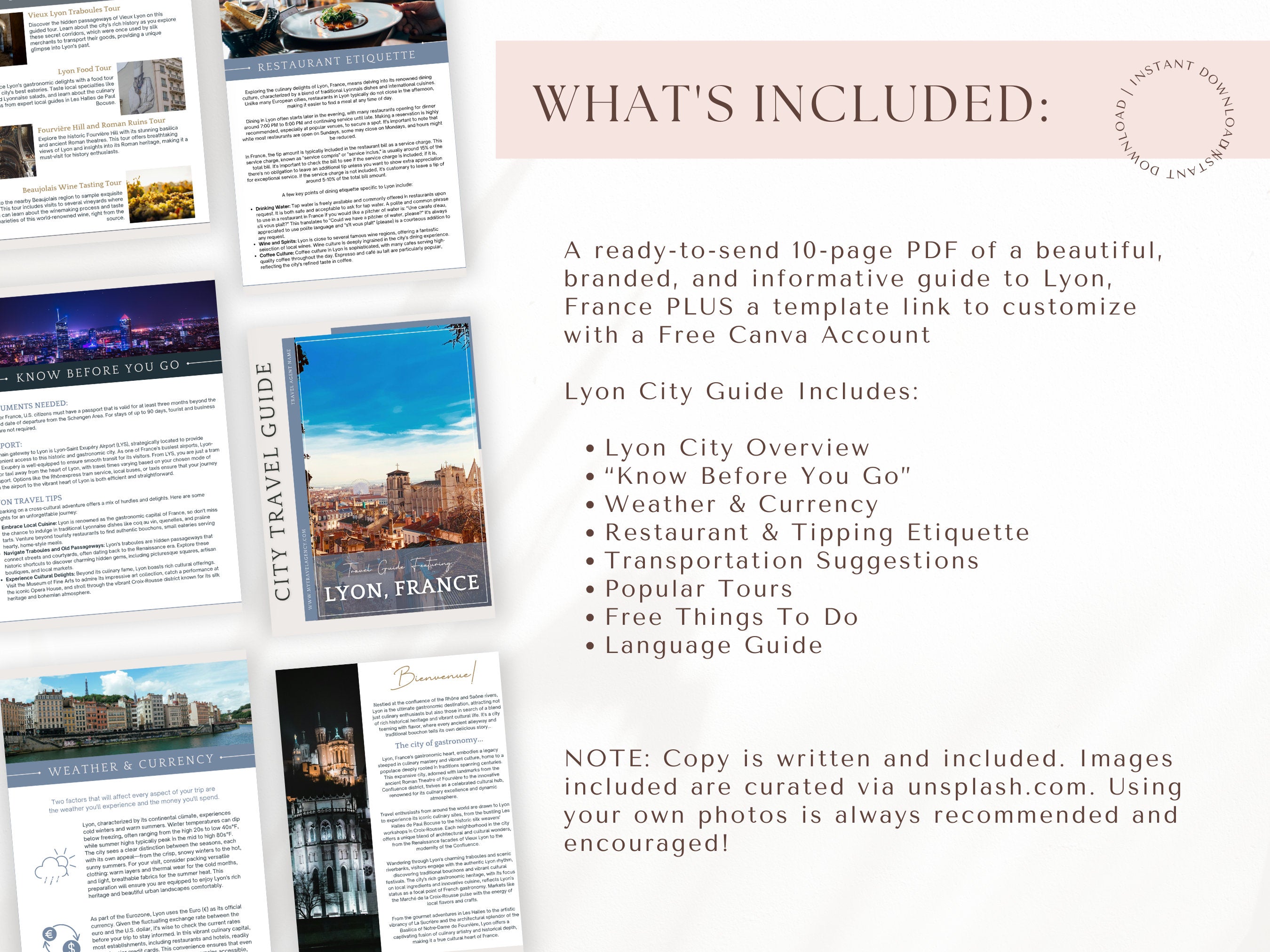 Lyon City Guide, Travel Agent Template, Lyon France City Guide