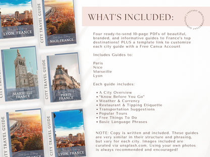 France City Guide Bundle, Travel Agent Template, France Travel Guides