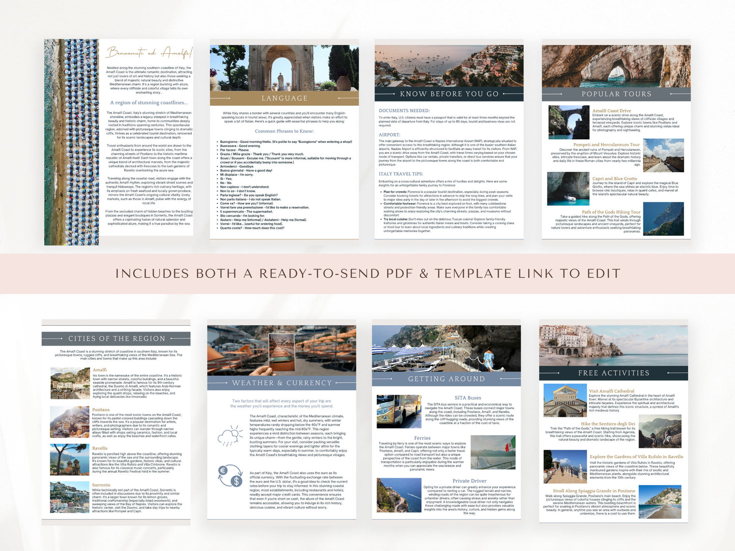 Amalfi Coast Travel Guide, Travel Agent Template, Italy Travel Guide