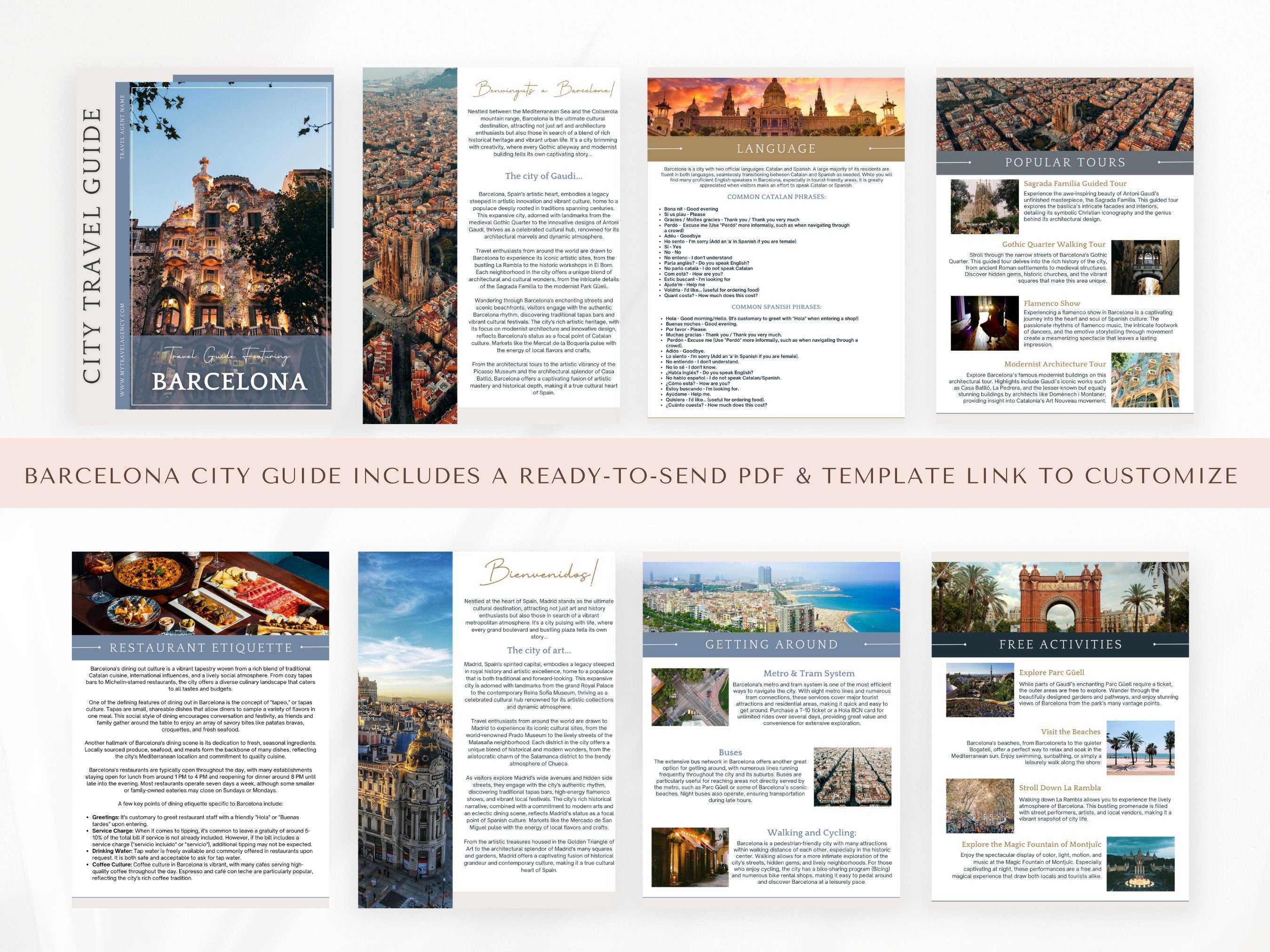 Spain City Guide Bundle, Travel Agent Template, Spain Travel Guides