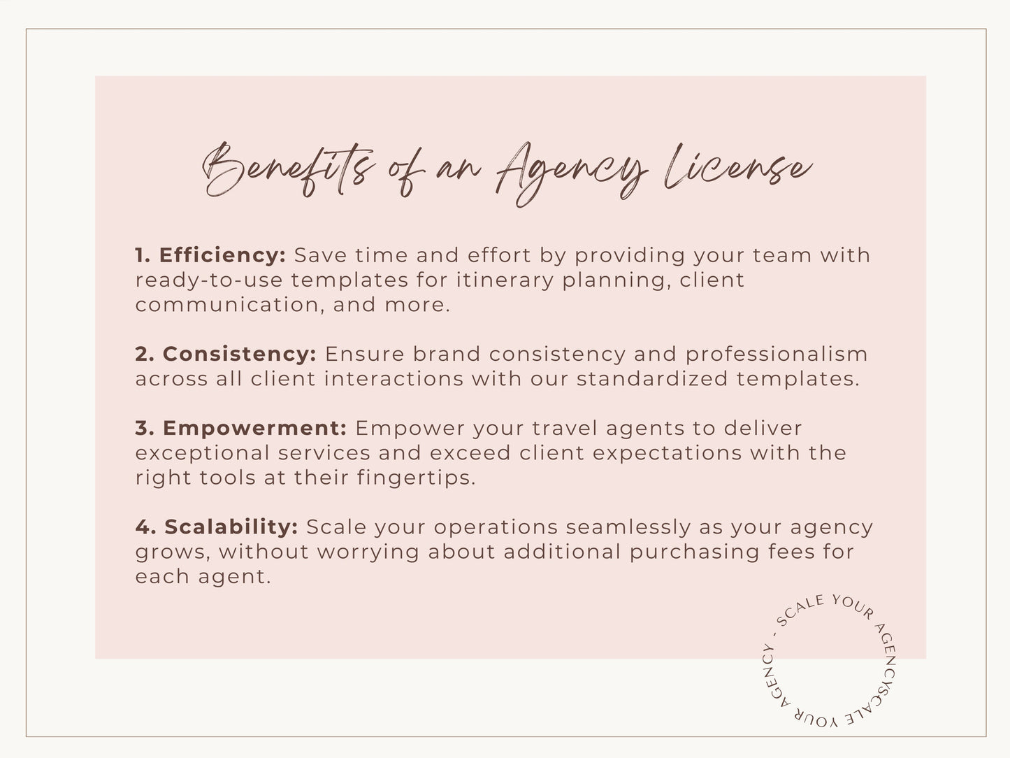 Agency License for Travel Agent Templates: 1-10 Agent Team