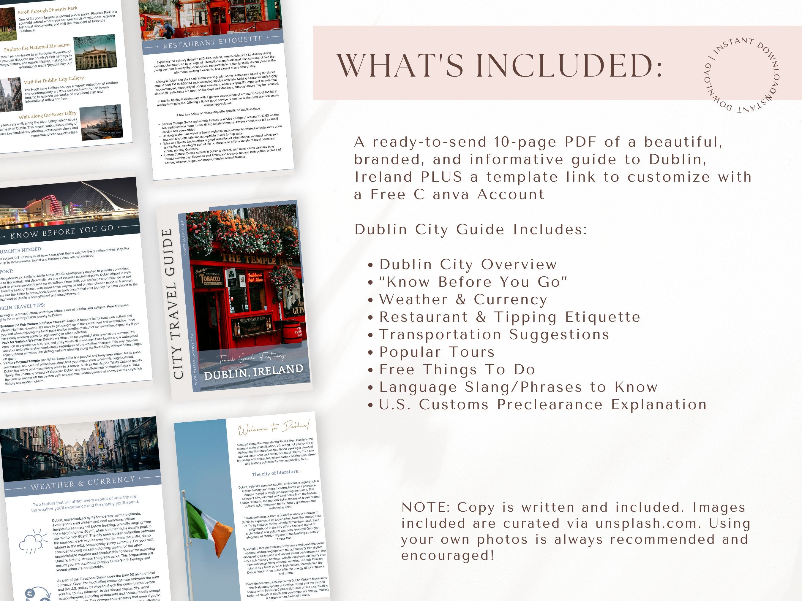 Dublin City Guide, Travel Agent Template, Dublin Travel Guide