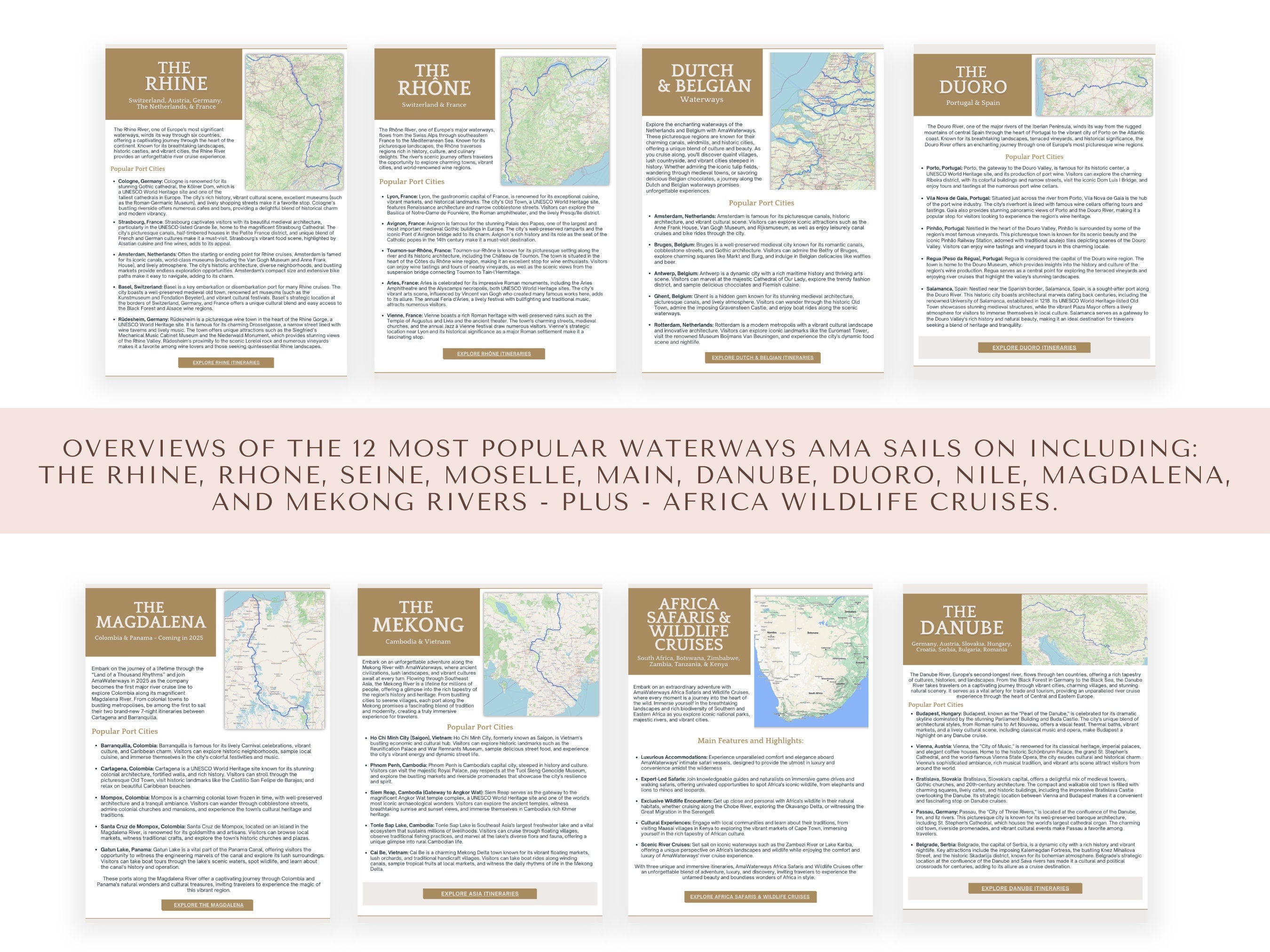 River Cruise Handbook, River Cruise Vacation Guide, Travel Agent Template