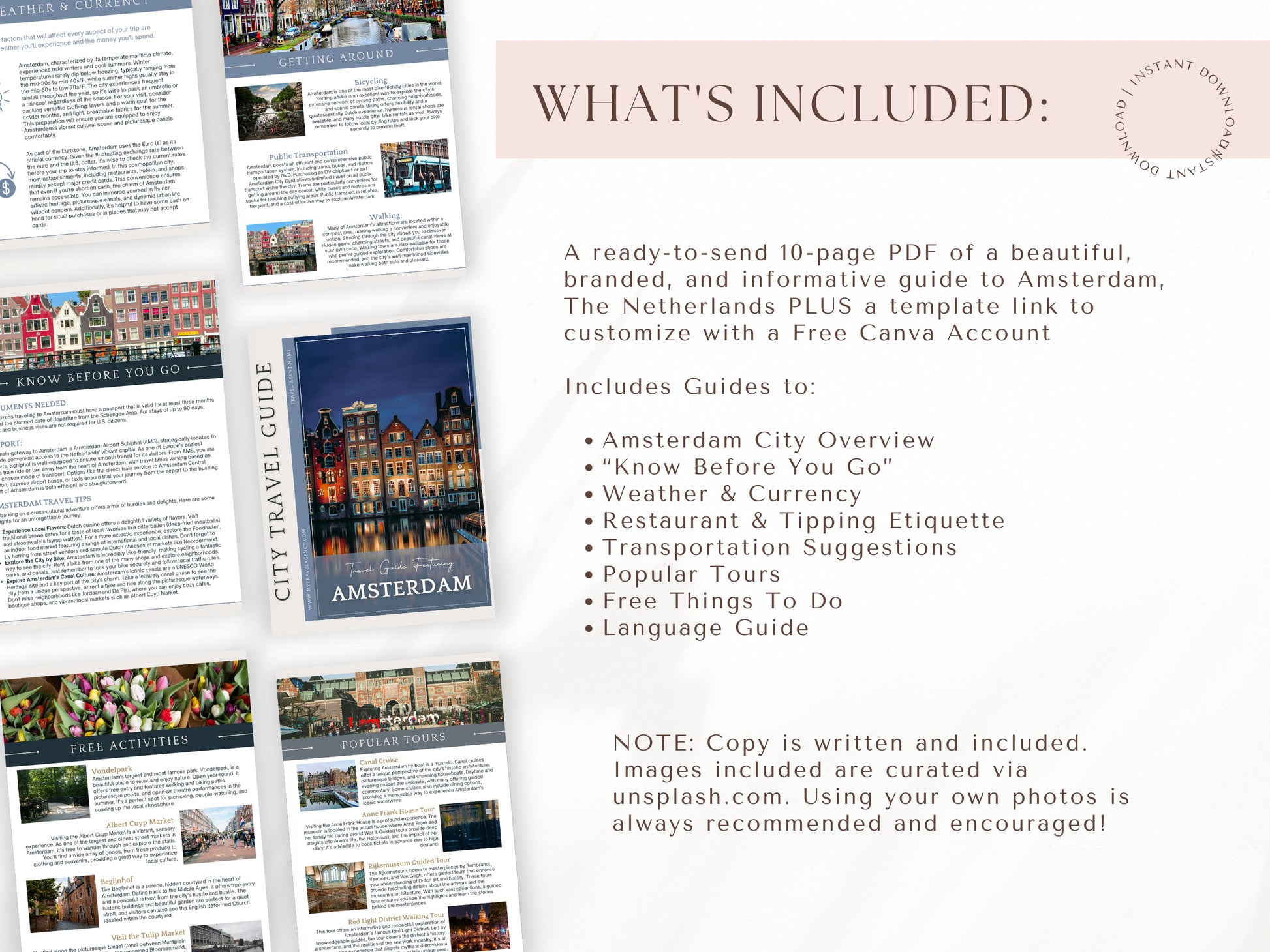 Amsterdam City Guide, Travel Agent Template, Amsterdam Travel Guide