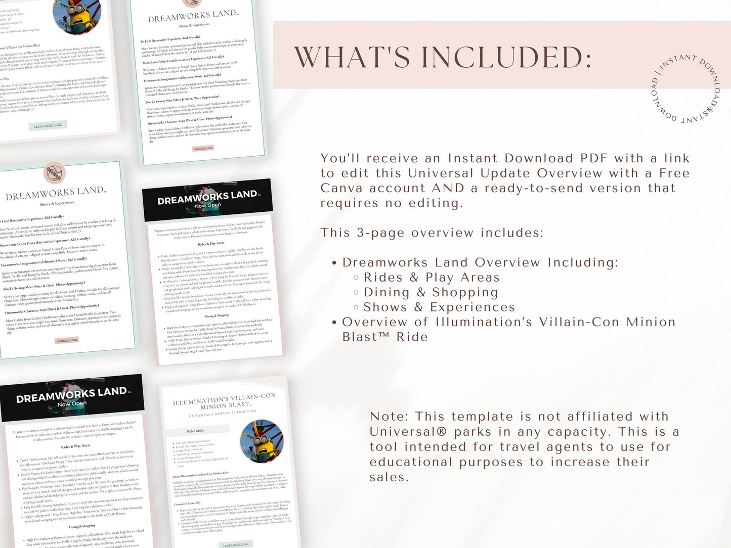 Universal Orlando New Attractions 2024 Update Template, Travel Agent Template